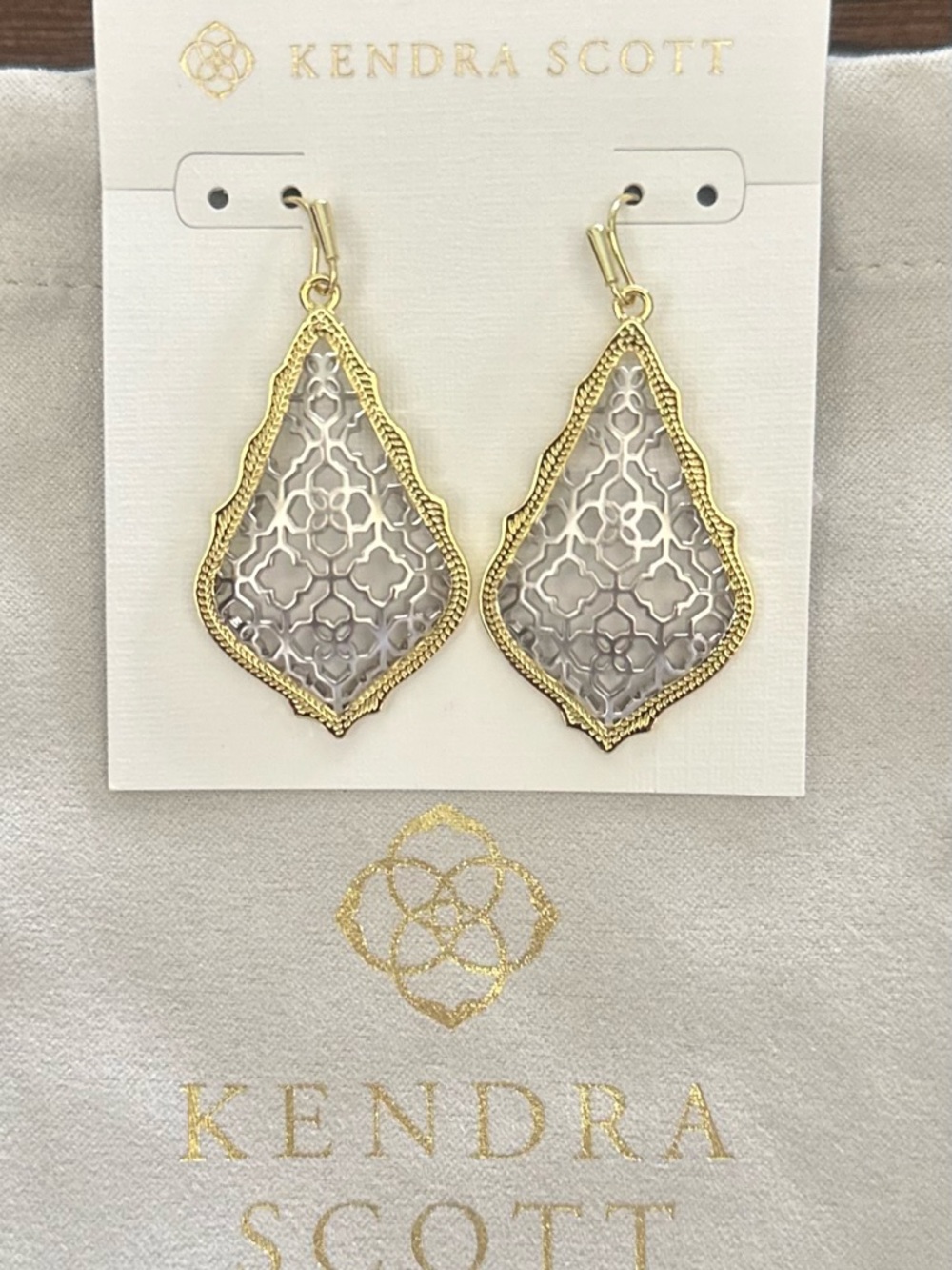 Kendra Scott Addie Gold/Silver Filigree Mix Drop Earrings